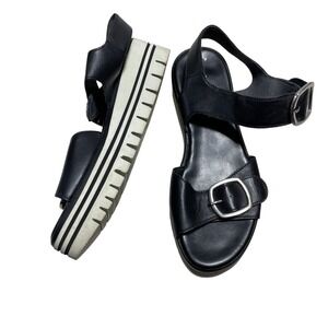 Gabor Women's 5 1/2 Black Leather Andkle Strap Sandals 2 3/4 heel